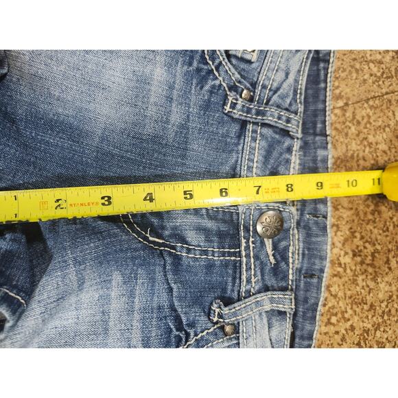 Soundgirl Women's Embellished Blue Jeans Shorts 7 Embroidered Sequin Whimsygoth - Picture 4 of 10